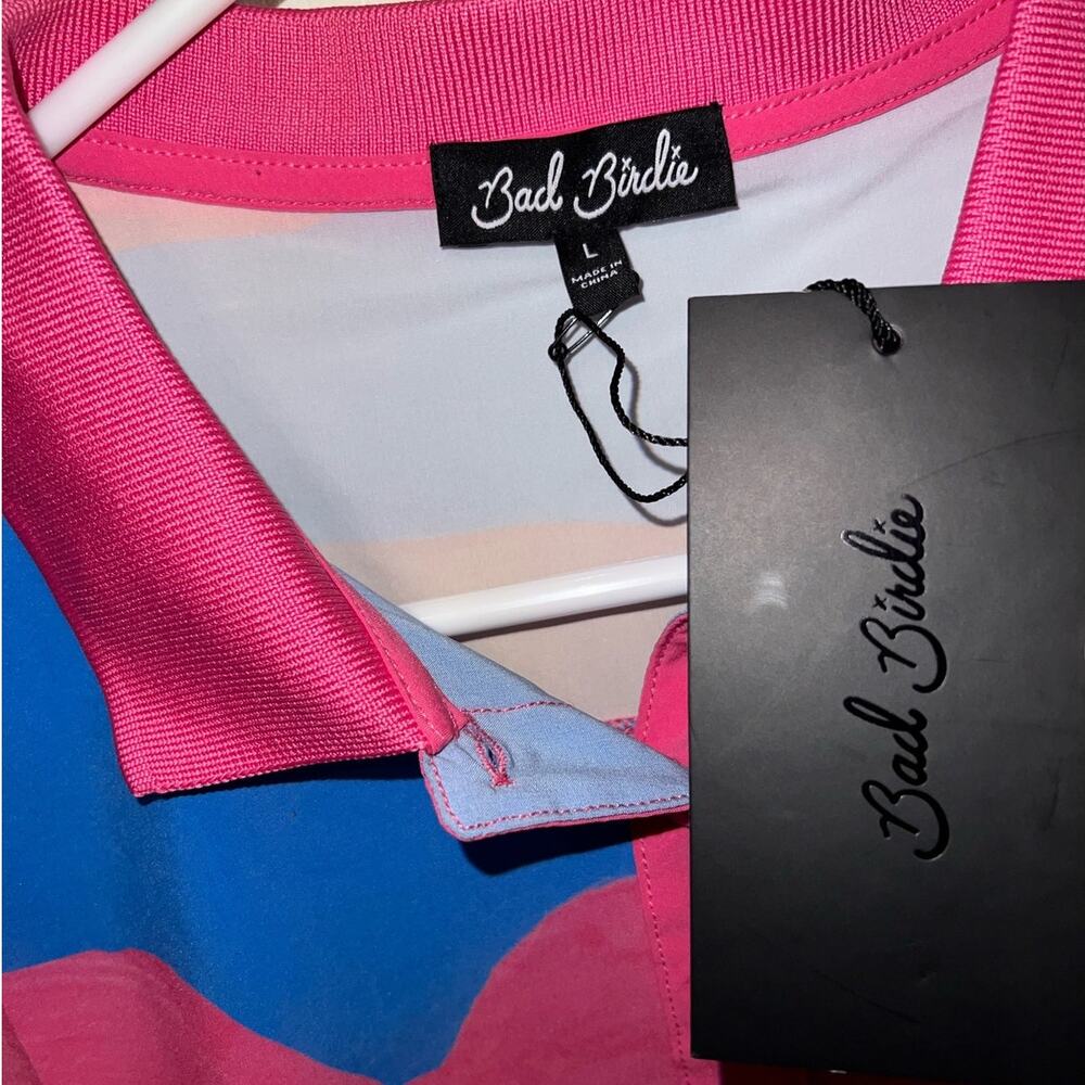 New Bad Birdie Range Short Sleeve Crop Polo Cotton Candy Skies size L - Picture 4 of 9